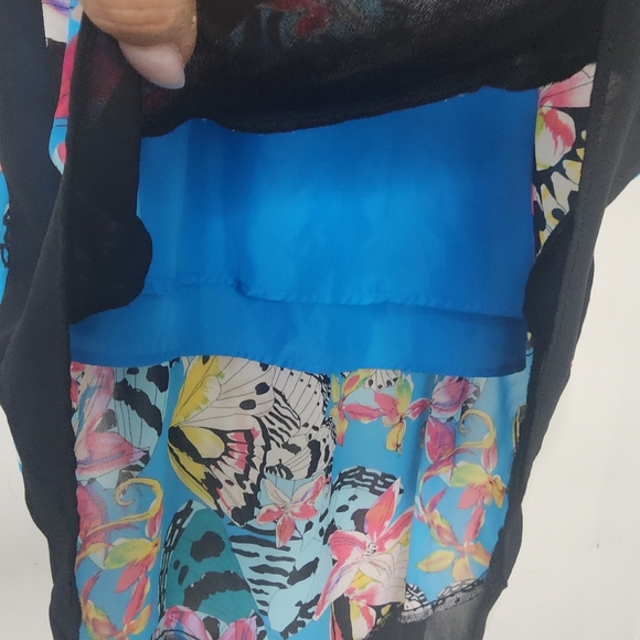 Blue Butterfly Print Sheee Overlay Skirt - Picture 5 of 11